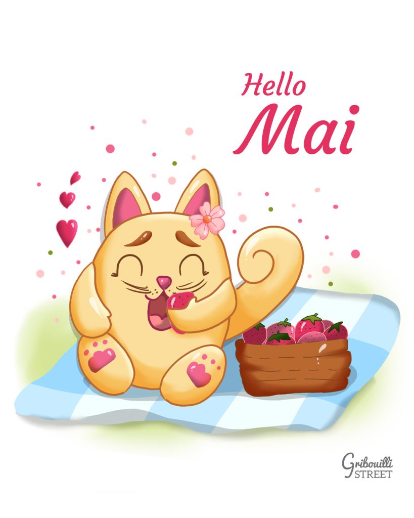 Opération "Fraises" l'illustration hello mai avec Mimi la minette