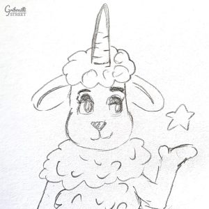 Exemple de design pour le profil créatrice : le mouton licorne !