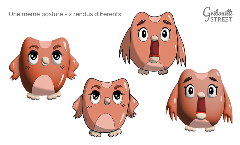 Une même posture : 2 rendus