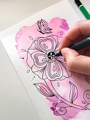 Fleur et aquarelle