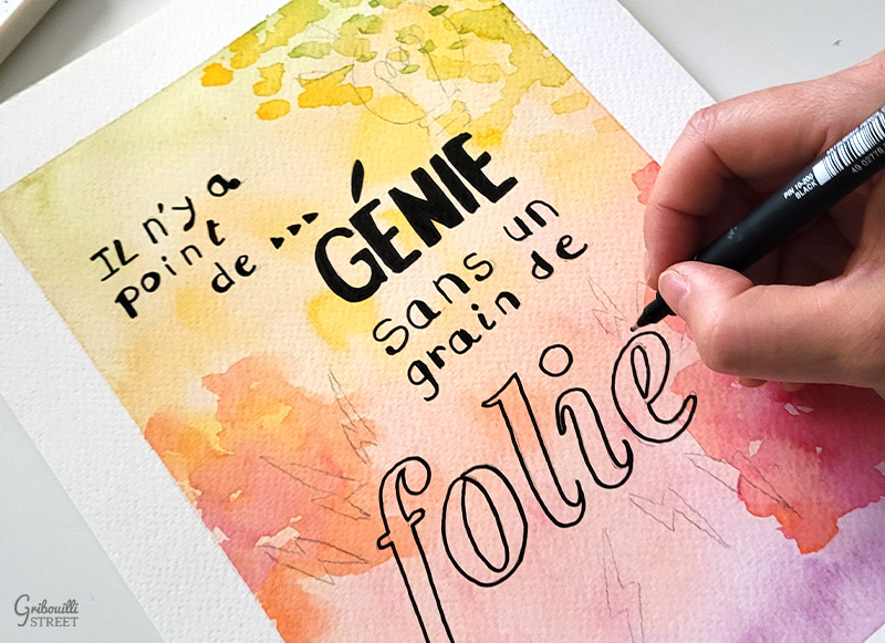 Citation illustree et aquarelle